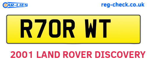 R70RWT are the vehicle registration plates.