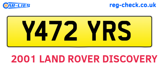 Y472YRS are the vehicle registration plates.