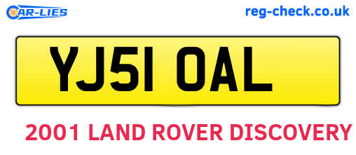 YJ51OAL are the vehicle registration plates.