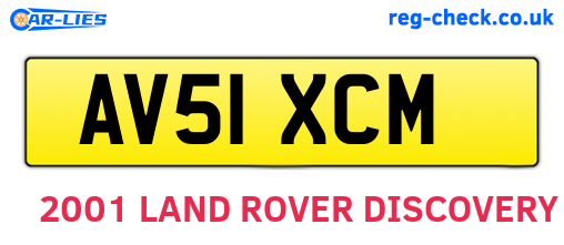 AV51XCM are the vehicle registration plates.