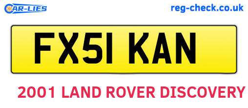 FX51KAN are the vehicle registration plates.