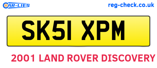 SK51XPM are the vehicle registration plates.