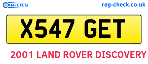 X547GET are the vehicle registration plates.