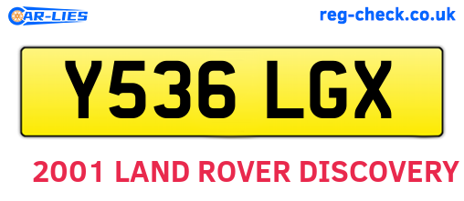 Y536LGX are the vehicle registration plates.