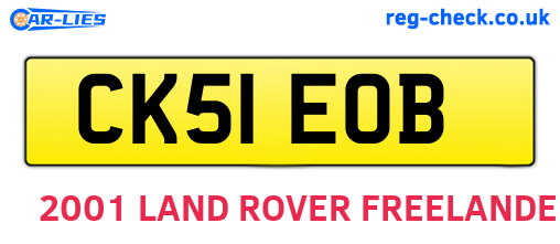 CK51EOB are the vehicle registration plates.