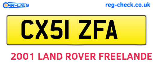 CX51ZFA are the vehicle registration plates.