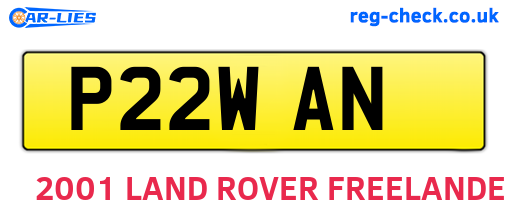 P22WAN are the vehicle registration plates.