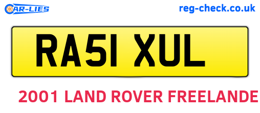 RA51XUL are the vehicle registration plates.