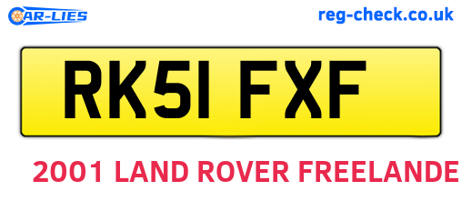 RK51FXF are the vehicle registration plates.