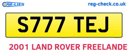 S777TEJ are the vehicle registration plates.