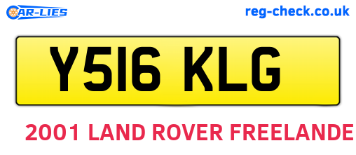 Y516KLG are the vehicle registration plates.