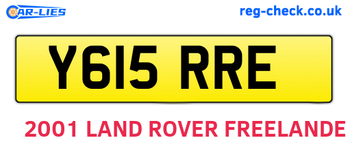 Y615RRE are the vehicle registration plates.