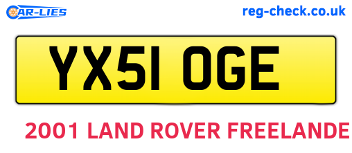 YX51OGE are the vehicle registration plates.
