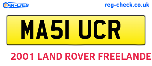 MA51UCR are the vehicle registration plates.