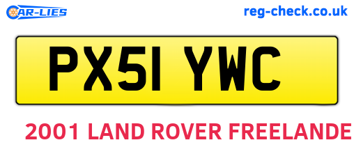 PX51YWC are the vehicle registration plates.