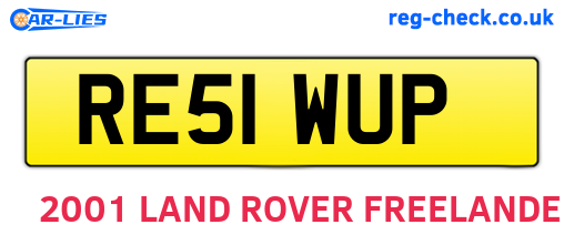 RE51WUP are the vehicle registration plates.