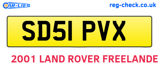 SD51PVX are the vehicle registration plates.