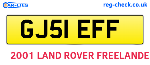 GJ51EFF are the vehicle registration plates.