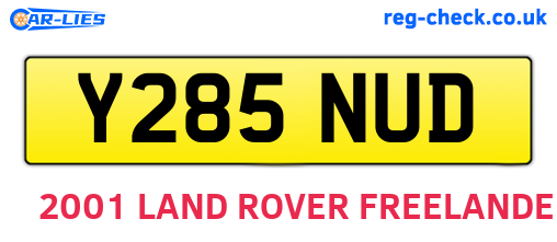 Y285NUD are the vehicle registration plates.