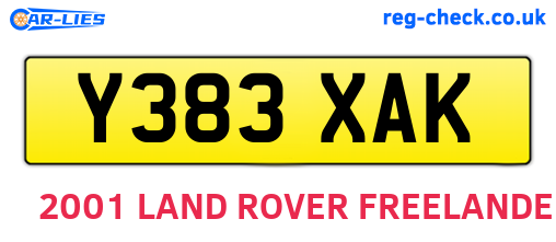 Y383XAK are the vehicle registration plates.