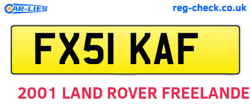 FX51KAF are the vehicle registration plates.