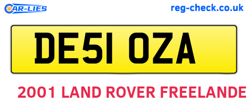 DE51OZA are the vehicle registration plates.