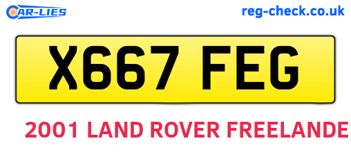 X667FEG are the vehicle registration plates.