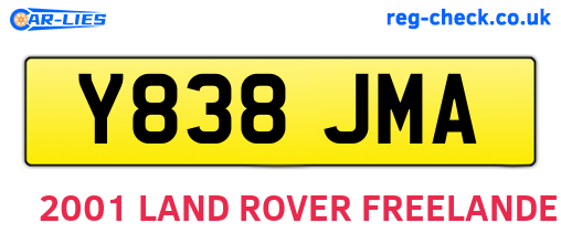 Y838JMA are the vehicle registration plates.
