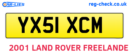 YX51XCM are the vehicle registration plates.