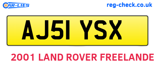 AJ51YSX are the vehicle registration plates.