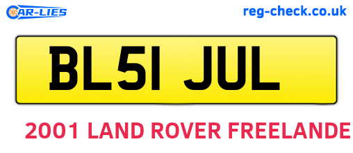 BL51JUL are the vehicle registration plates.