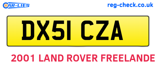DX51CZA are the vehicle registration plates.