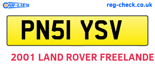 PN51YSV are the vehicle registration plates.