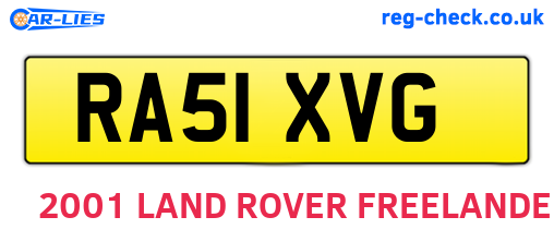 RA51XVG are the vehicle registration plates.