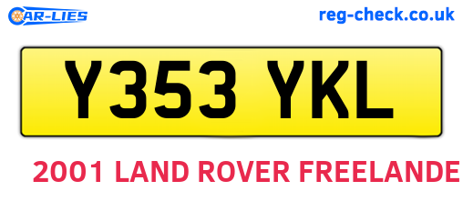 Y353YKL are the vehicle registration plates.