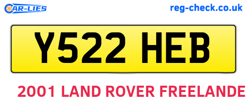 Y522HEB are the vehicle registration plates.