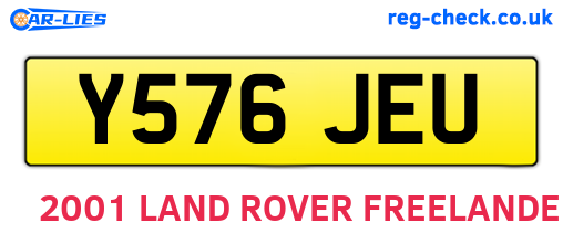 Y576JEU are the vehicle registration plates.