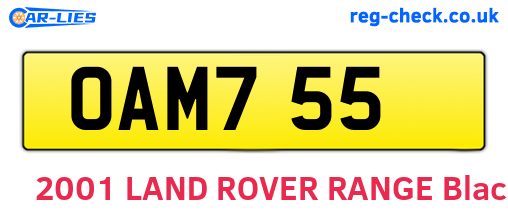 OAM755 are the vehicle registration plates.