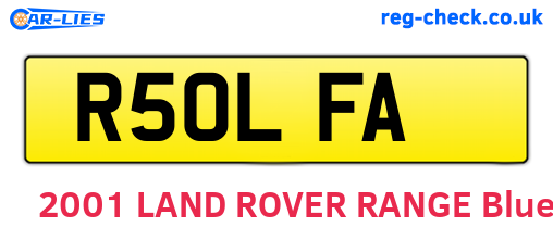 R50LFA are the vehicle registration plates.