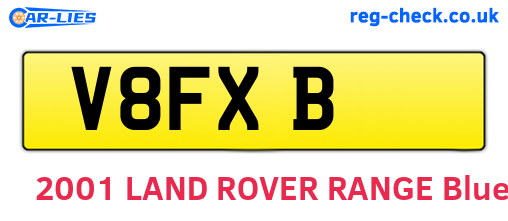 V8FXB are the vehicle registration plates.