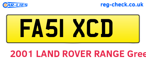 FA51XCD are the vehicle registration plates.