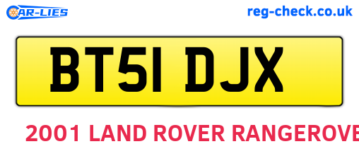 BT51DJX are the vehicle registration plates.