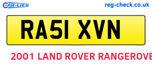 RA51XVN are the vehicle registration plates.