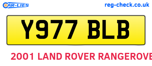 Y977BLB are the vehicle registration plates.