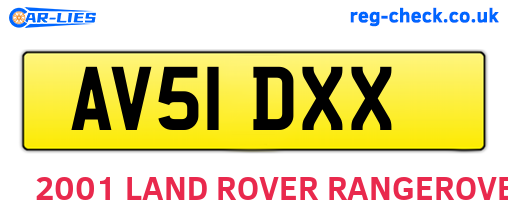 AV51DXX are the vehicle registration plates.