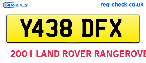 Y438DFX are the vehicle registration plates.