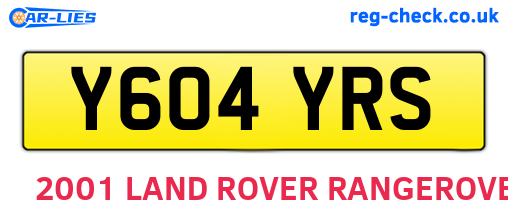 Y604YRS are the vehicle registration plates.