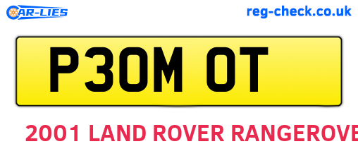 P30MOT are the vehicle registration plates.