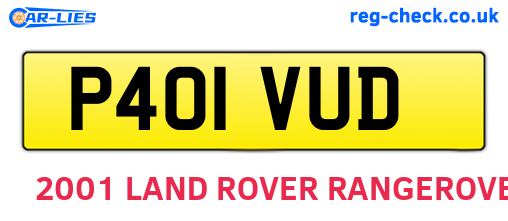 P401VUD are the vehicle registration plates.