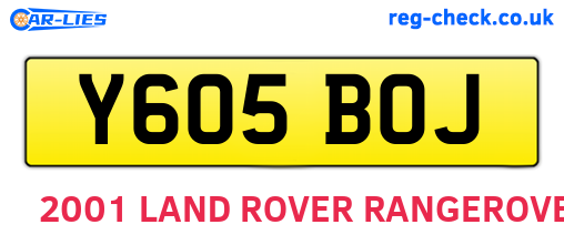 Y605BOJ are the vehicle registration plates.